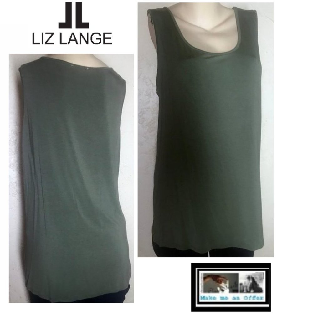Liz Lange Olive Green Long knit Tunic Top Size L
